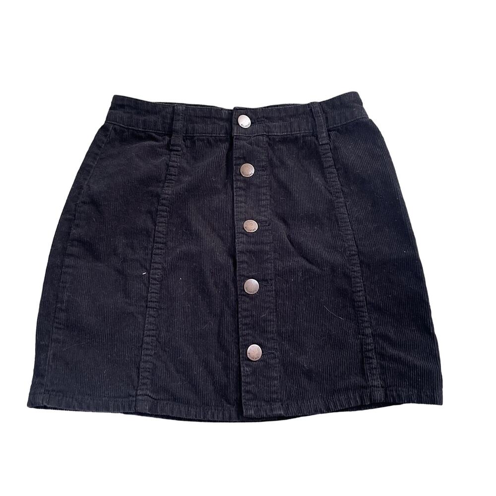 Billabong Button Down Corduroy Mini Skirt Black Size 26